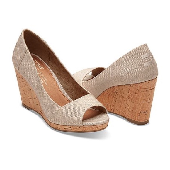 Toms Shoes - TOMS Stella Peep-Toe Wedges Natural